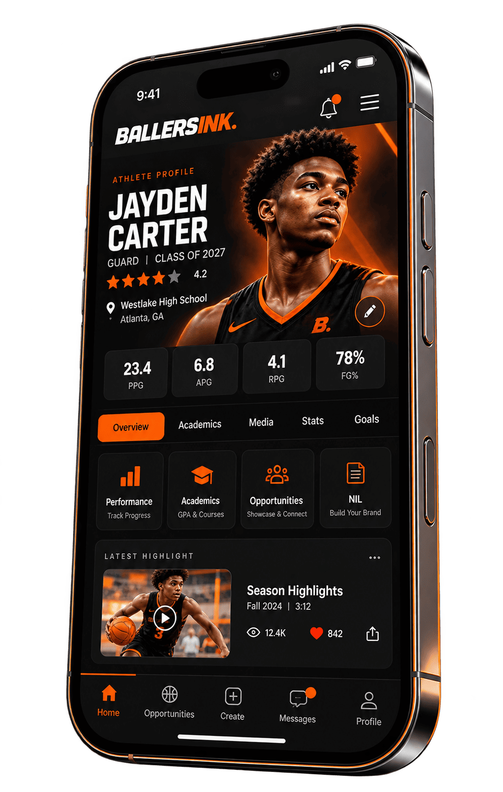 BALLERSINK athlete profile app preview
